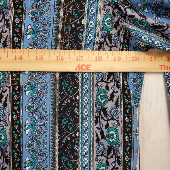 Aratta Silent Journey Embroidered Floral Blouse Tunic Womens Large Blue Boho EUC - Picture 15 of 16